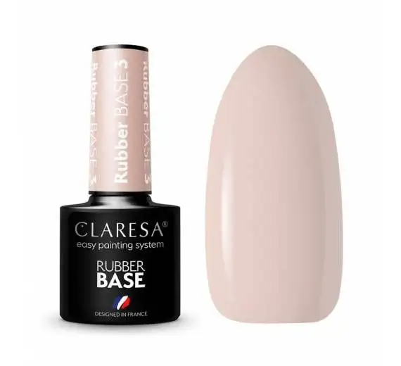 Claresa UV Nagellack Rubber Base Manicure & Pedicure, Nr 03, Halbtransparent, 5ml