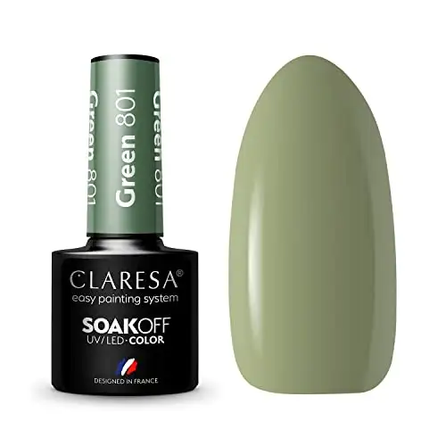 Claresa UV LED Nagellack Collection Hybrid Maniküre Soak Off Nail Polish, Farbe Grün, Nr 801, 5ml — 2