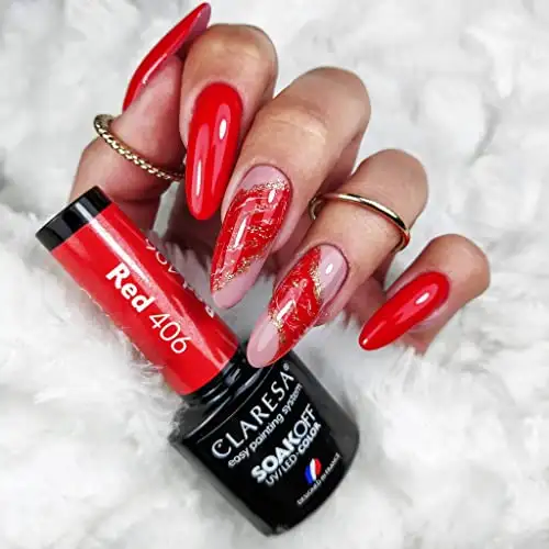 Claresa UV LED Nagellack Collection Hybrid Maniküre Soak Off Nail Polish, Farbe Rote, Nr 406, 5ml — 5