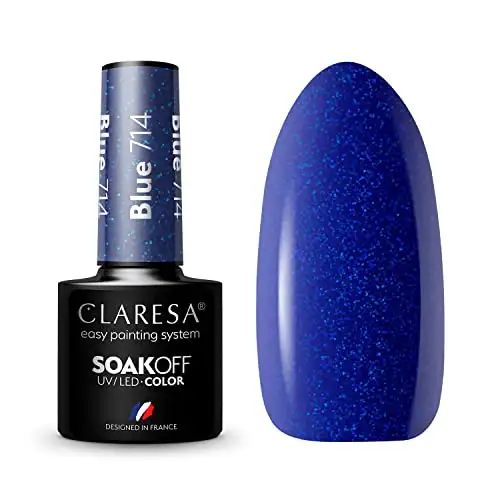 Claresa UV LED Nagellack Collection Hybrid Maniküre Soak Off Nail Polish, Farbe Blau, Nr 714, 5ml — 2