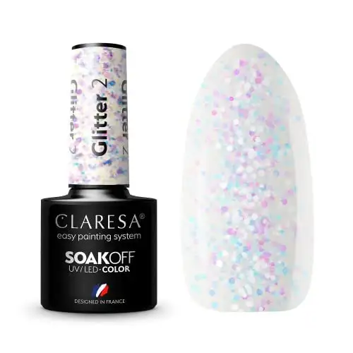 2 Glitter UV Nagellack 5 ml Claresa