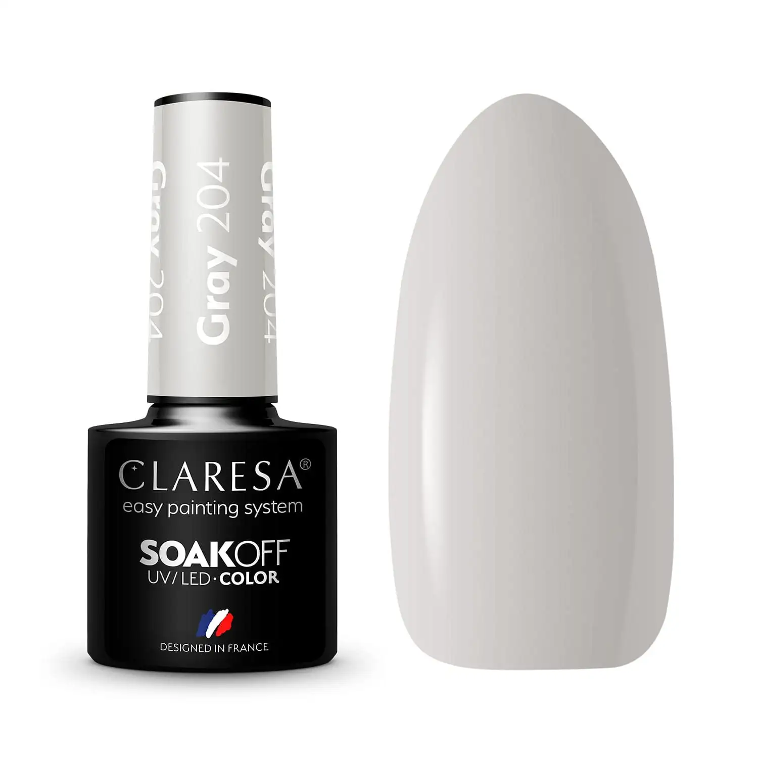 Claresa UV LED Nagellack Collection Hybrid Maniküre Soak Off Nail Polish, Farbe Grau, Nr 204, 5ml