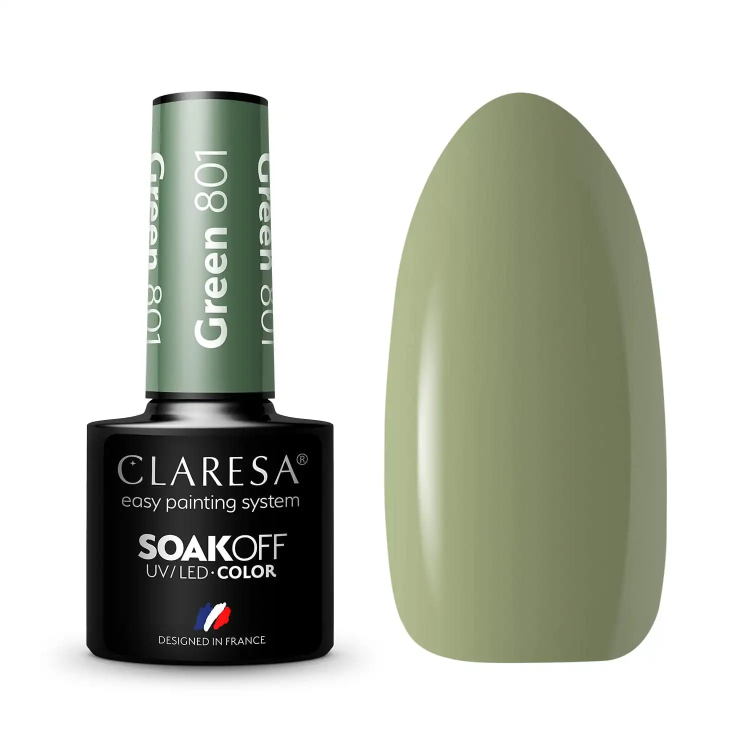 Claresa UV LED Nagellack Collection Hybrid Maniküre Soak Off Nail Polish, Farbe Grün, Nr 801, 5ml