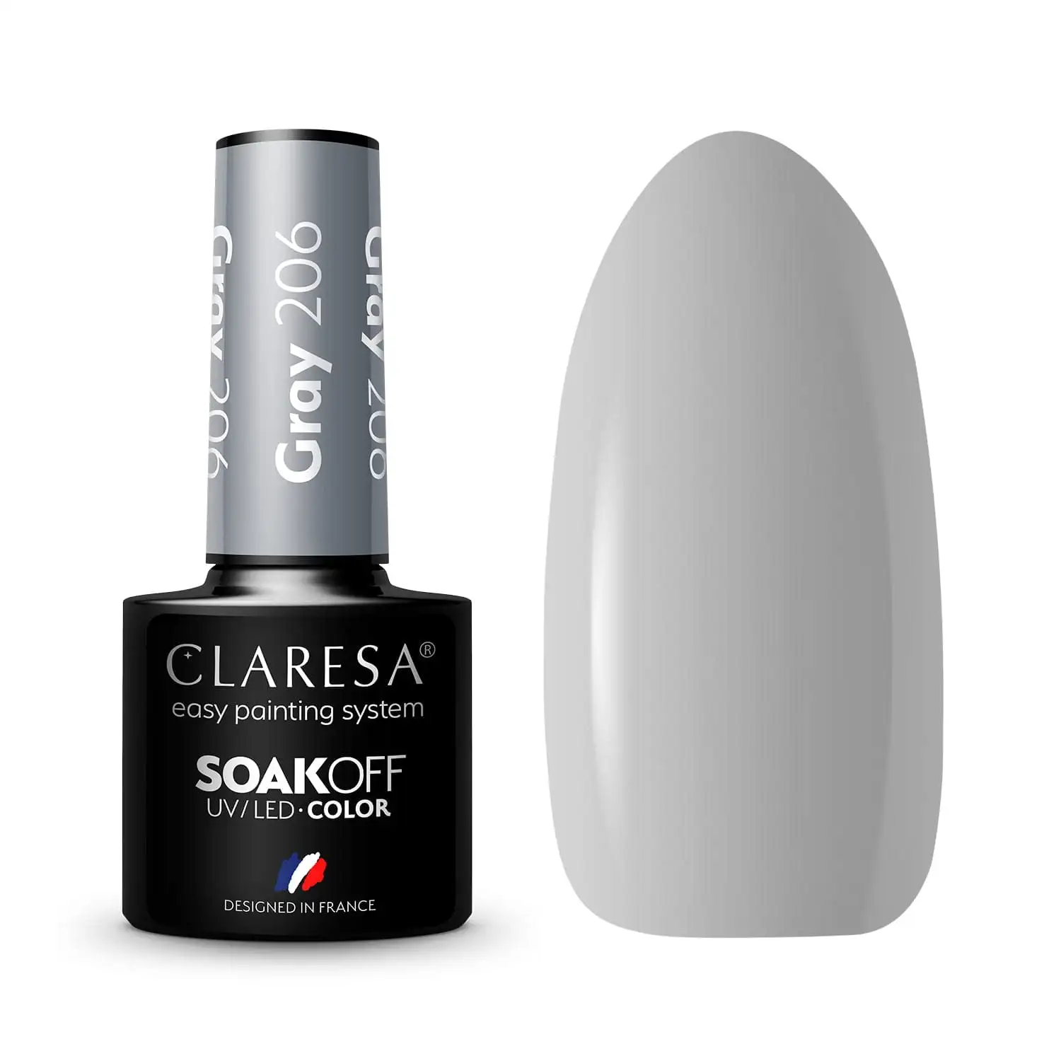 Claresa UV LED Nagellack Collection Hybrid Maniküre Soak Off Nail Polish, Farbe Grau, Nr 206, 5ml