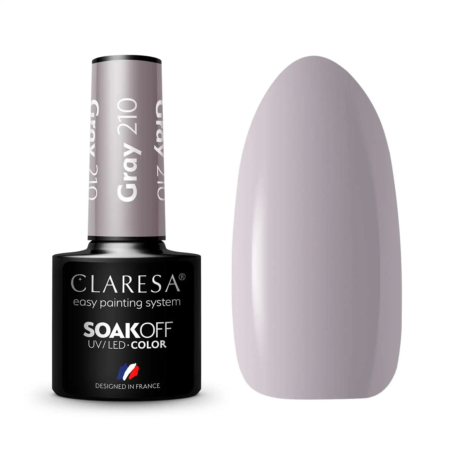 Claresa UV LED Nagellack Collection Hybrid Maniküre Soak Off Nail Polish, Farbe Grau, Nr 210, 5ml