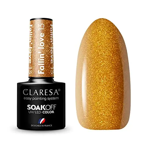 Claresa UV LED Nagellack Collection Hybrid Maniküre Soak Off Nail Polish, Farbe Golden, Nr 13, Fallin Love, 5ml — 2