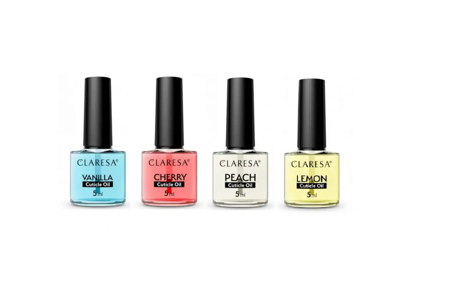 Claresa Maniküre-Pflegespülung für die Nagelhaut, 5 ml, mit Duft, Vanille, Kirsche, Zitrone, Pfirsich