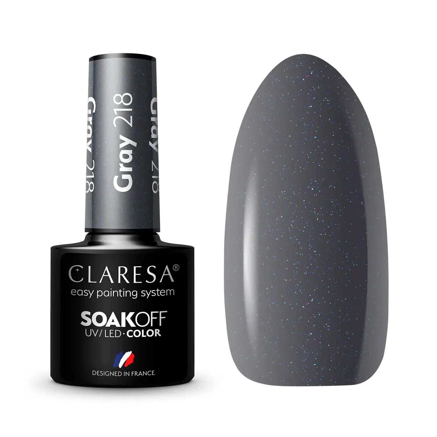 Claresa UV LED Nagellack Collection Hybrid Maniküre Soak Off Nail Polish, Farbe Grau, Nr 218, 5ml