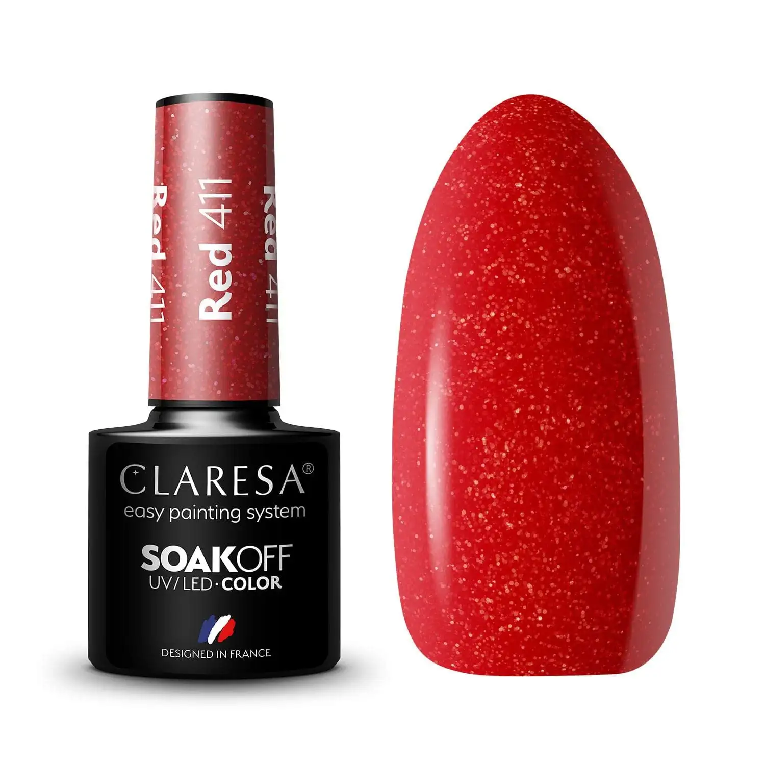 Claresa UV LED Nagellack Collection Hybrid Maniküre Soak Off Nail Polish, Farbe Rote, Nr 411, 5ml — 3