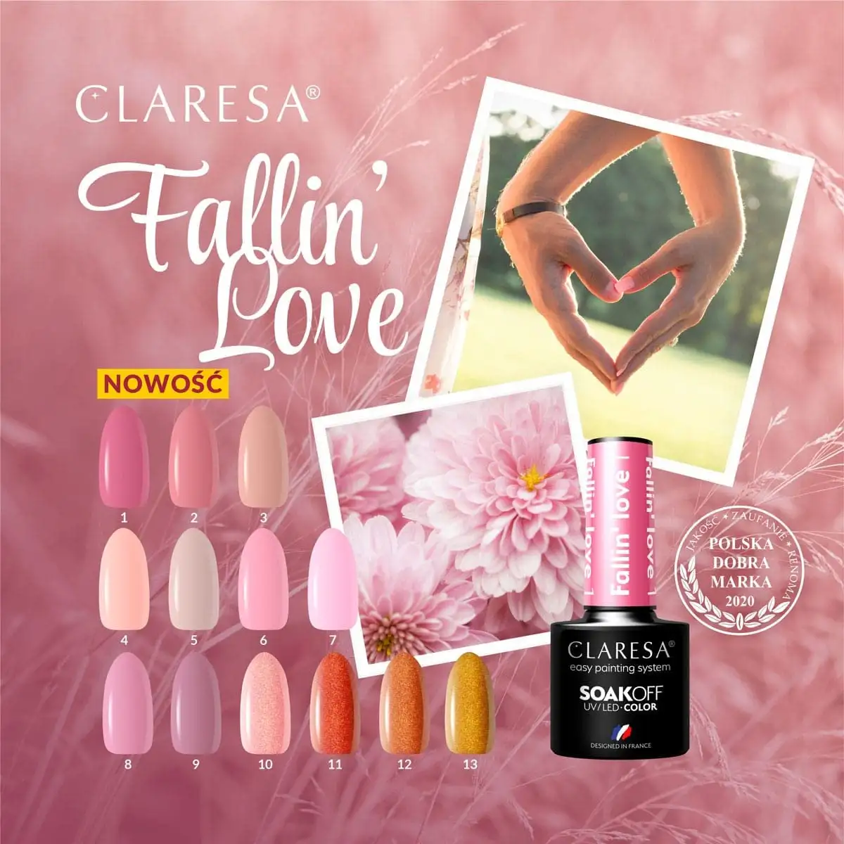 Claresa UV LED Nagellack Collection Hybrid Maniküre Soak Off Nail Polish, Farbe Golden, Nr 10, Fallin Love, 5ml — 10