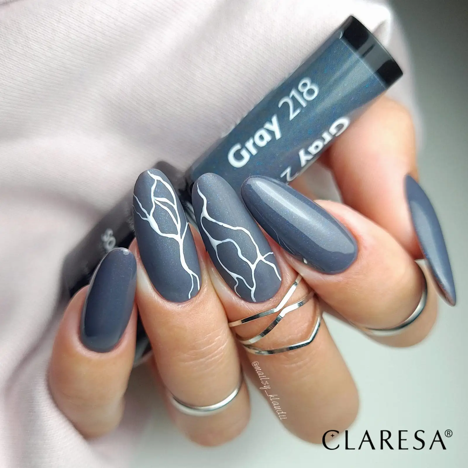 Claresa UV LED Nagellack Collection Hybrid Maniküre Soak Off Nail Polish, Farbe Grau, Nr 218, 5ml — 4