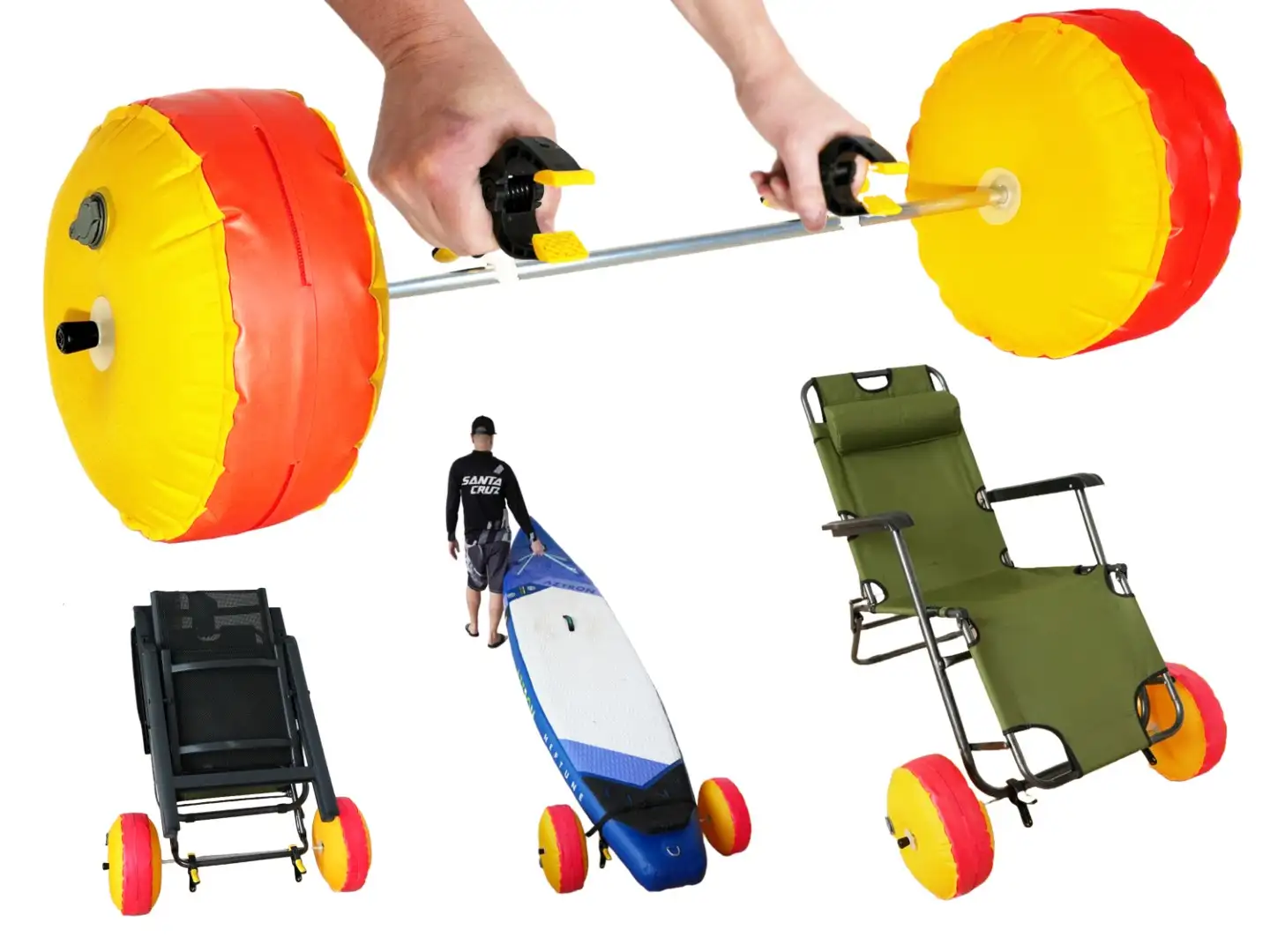 Strandwagen – leicht, aufblasbar, universell. Sie können es einfach an Alles befestigen und nach Gebrauch flach zusammenfalten. Der perfekte Begleiter — 2