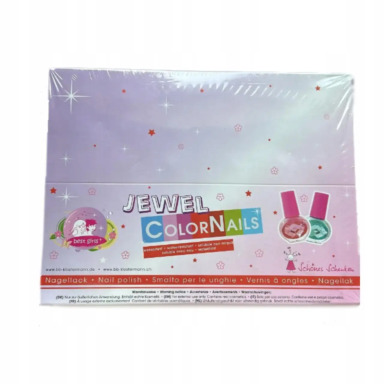LAKIER DO PAZNOKCI ZESTAW DLA DZIECI JAWEL COLORNAILS 8 KOLORÓW 48 SZTUK