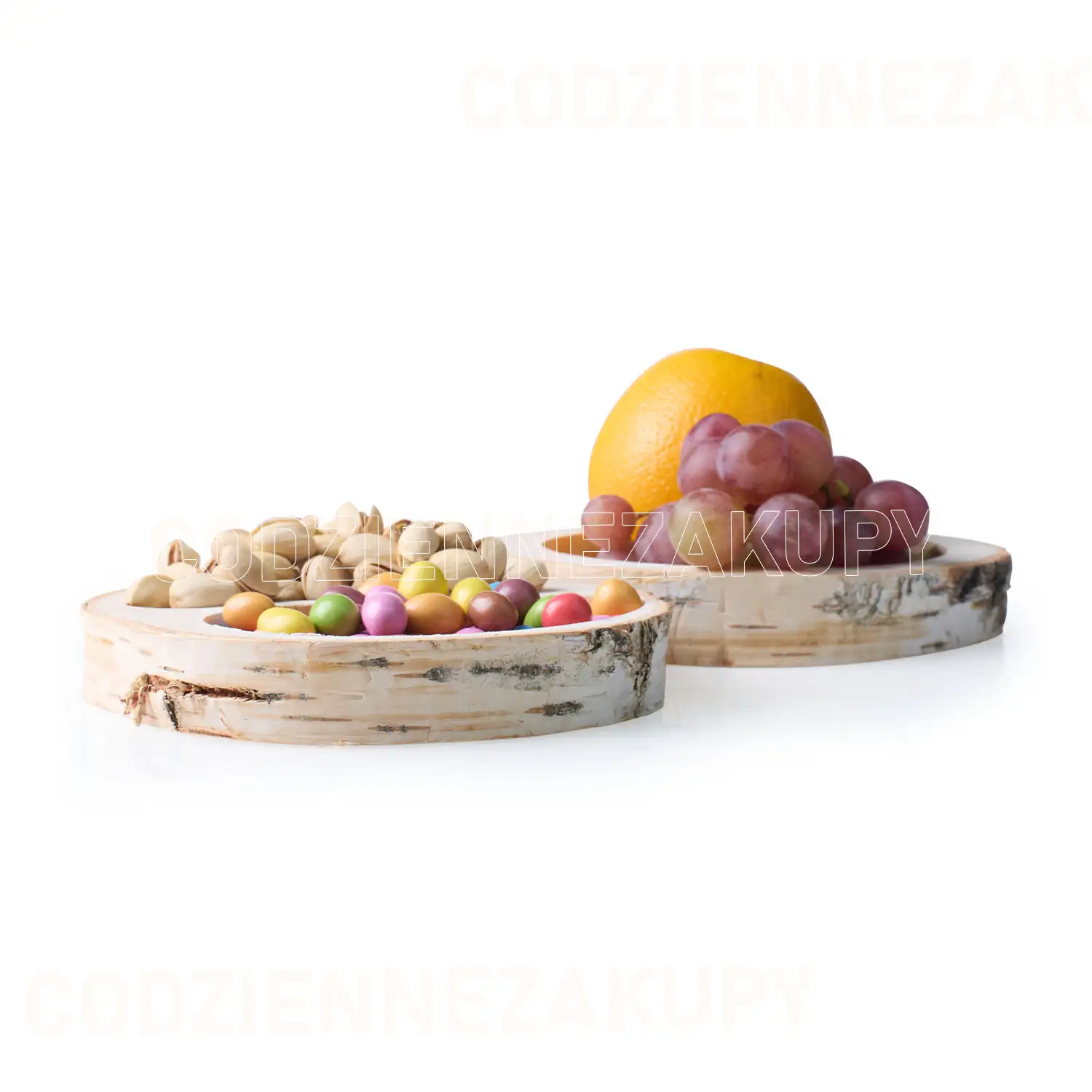 Zestaw 2 unikalnych mis na przekąski - naturalne drewno — 5