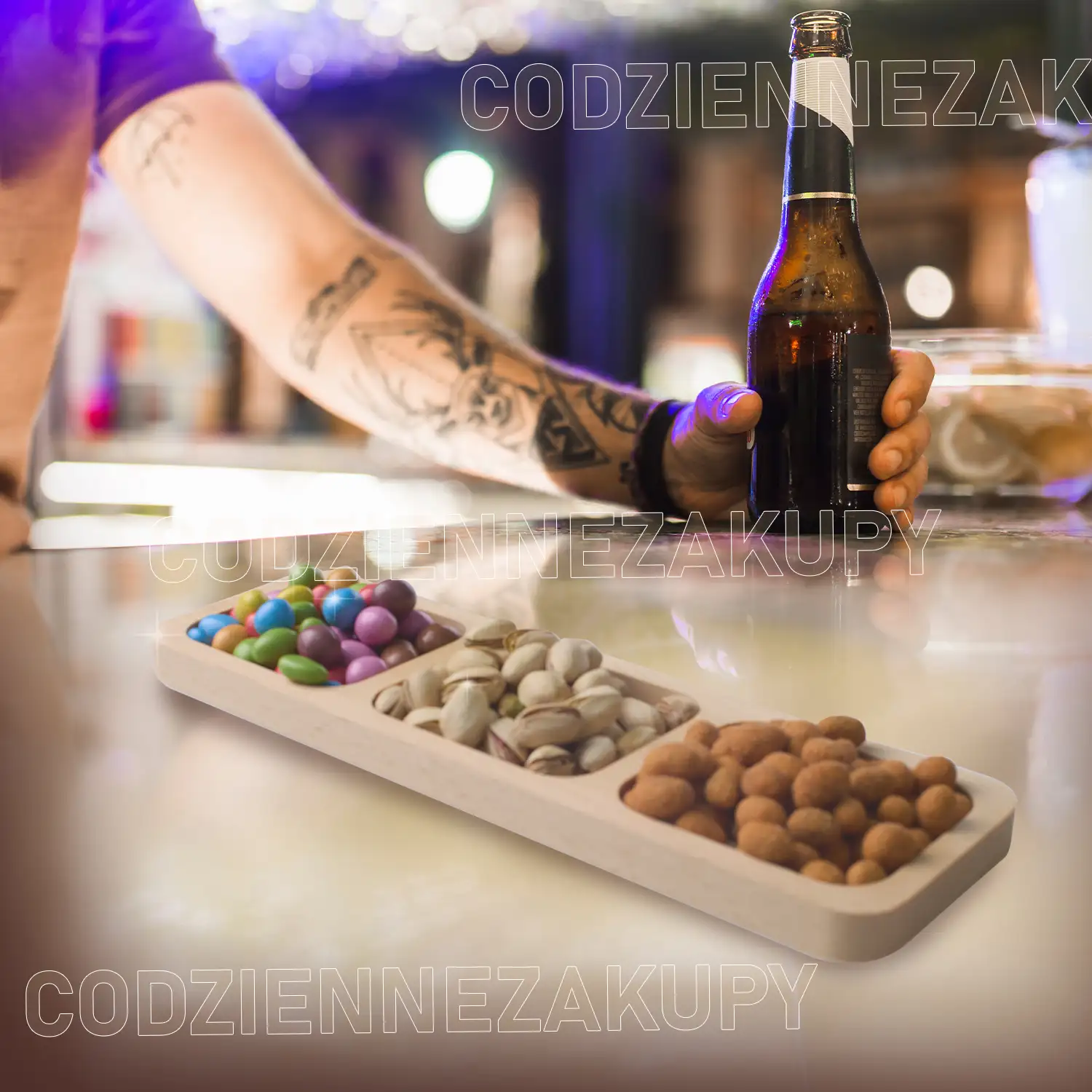 3 w 1 drewniane tacki na przekąski i taca na shoty — 6