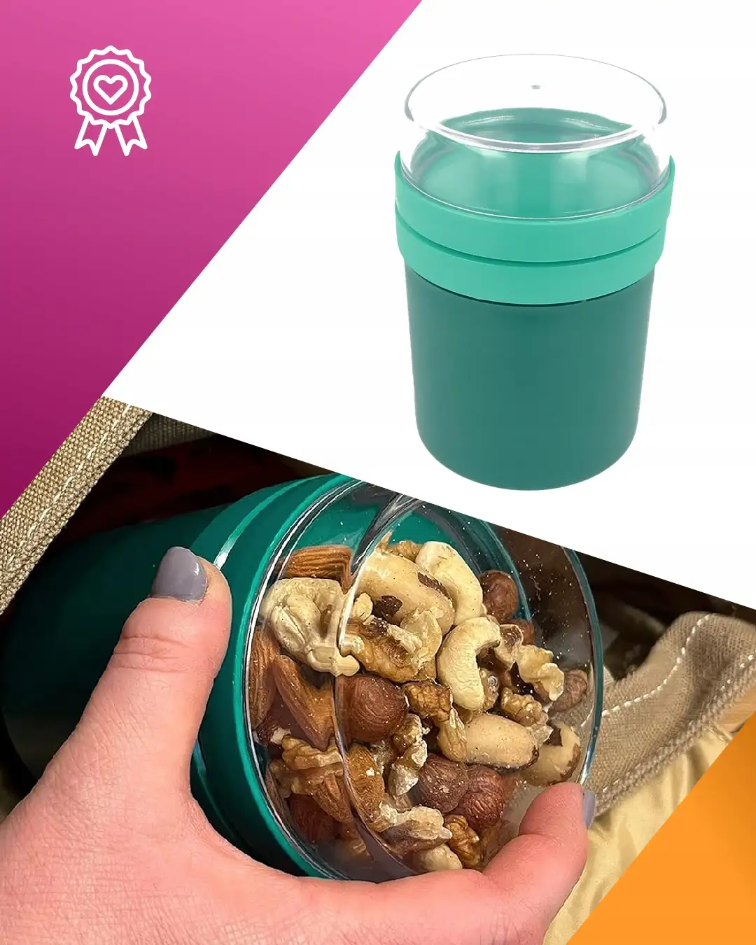 LUNCH BOX POJEMNIK NA ŻYWNOŚĆ JEDZENIE 500ML+200ML NA PIKNIK PLAŻĘ DO PRACY — 5
