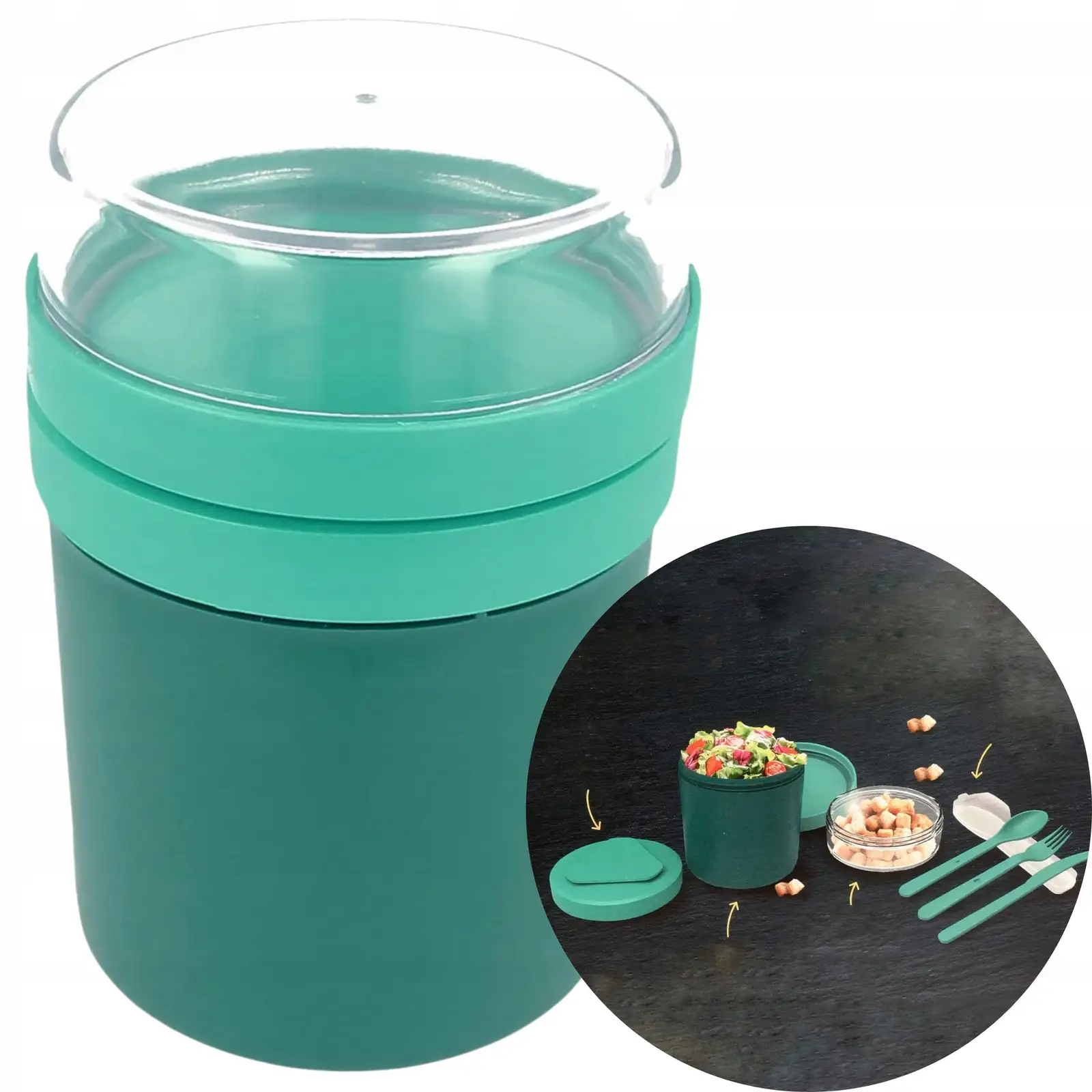LUNCH BOX POJEMNIK NA ŻYWNOŚĆ JEDZENIE 500ML+200ML NA PIKNIK PLAŻĘ DO PRACY