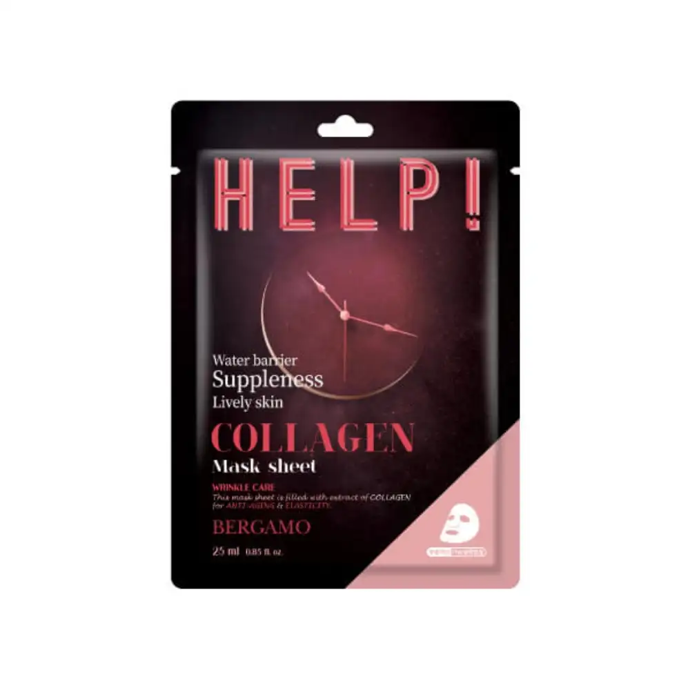 BERGAMO Help! Collagen Mask Sheet 25 ml- Uelastyczniająca maska w płachcie z kolagenem BERGAMO HELP!