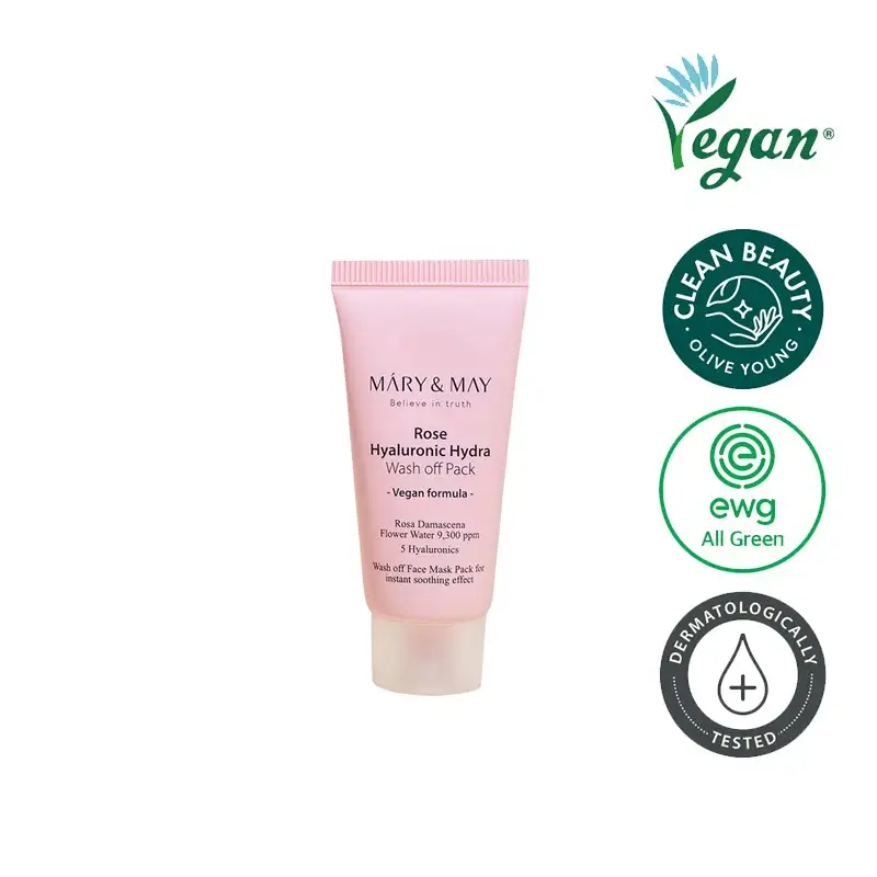 Mary&May Rose Hyaluronic Hydra Wash off Pack 30 g - Intensywnie nawilżająca i rozjaśniająca maseczka do twarzy — 4