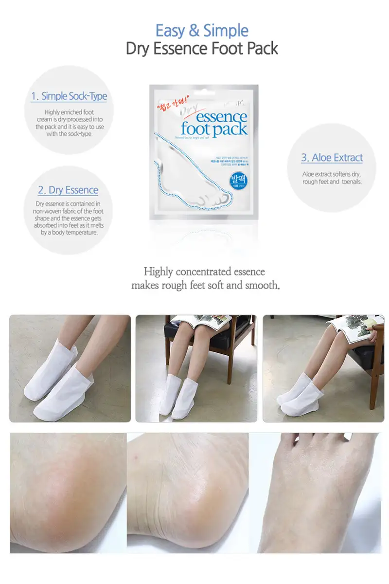 Petitfee Dry Essence Foot Pack 2 sheets - Skarpety w kształcie stóp nasączone bogatą, suchą esencją — 2