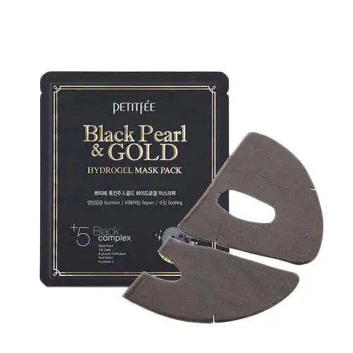Petitfee Black Pearl & Gold Mask Pack 32 g - Hydrożelowa maska rozświetlająca