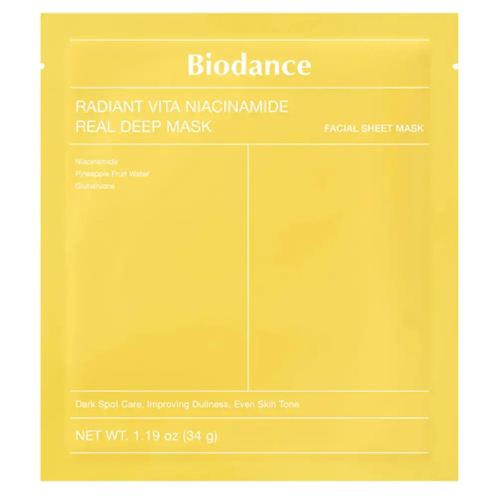 BIODANCE Radiant Vita Niacinamide Real Deep Mask - rozjaśniająca maseczka w płachcie z niacynamidem - zestaw 4 szt. — 2