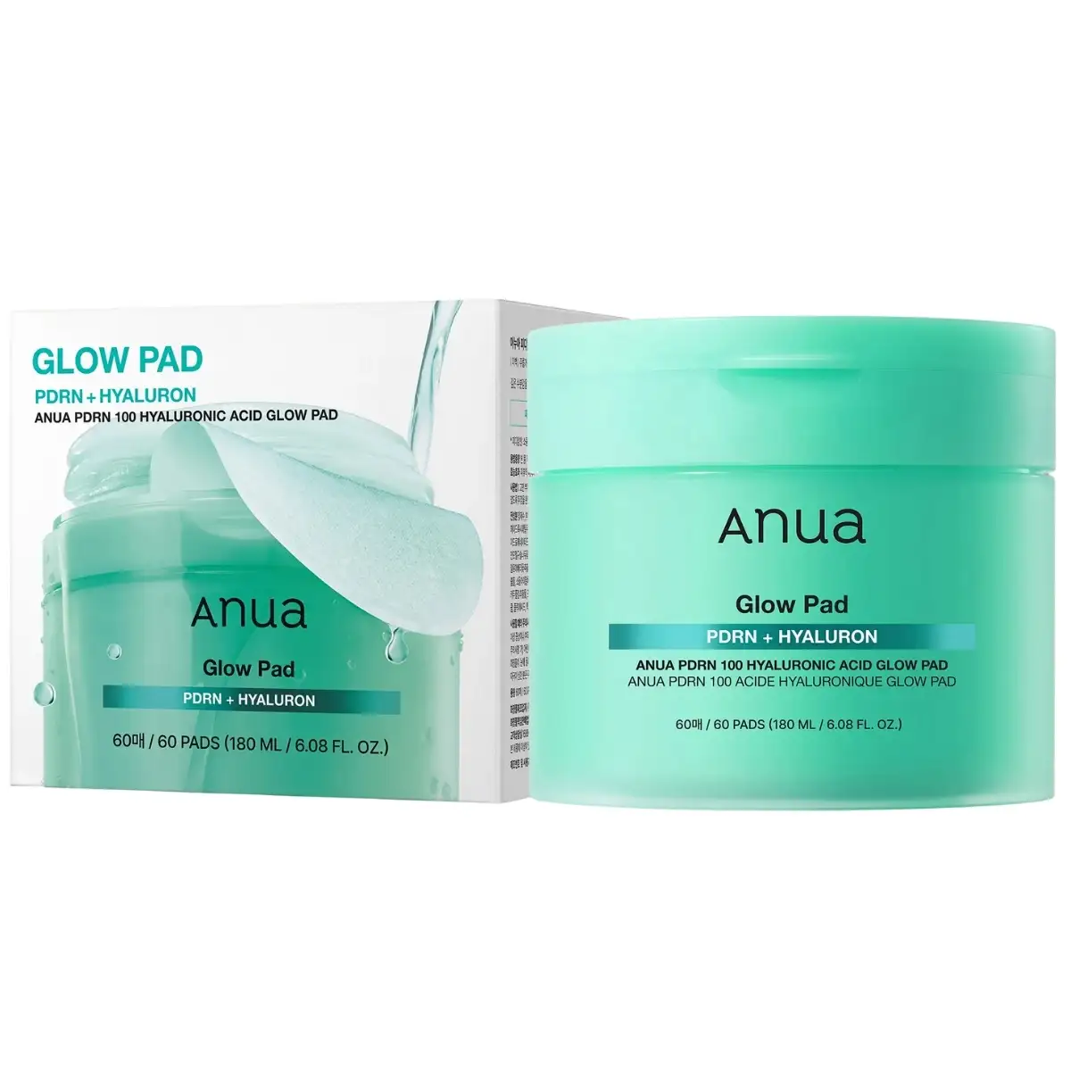 ANUA PDRN 100 Hyaluronic Acid Glow Pad 60 szt - nawilżająco-rozświetlające płatki do twarzy