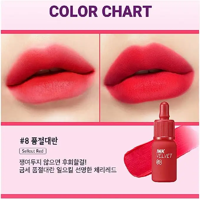 Peripera New Ink The Velvet (AD) 08 Sellout Red 4 g - Aksamitny tint do ust — 2