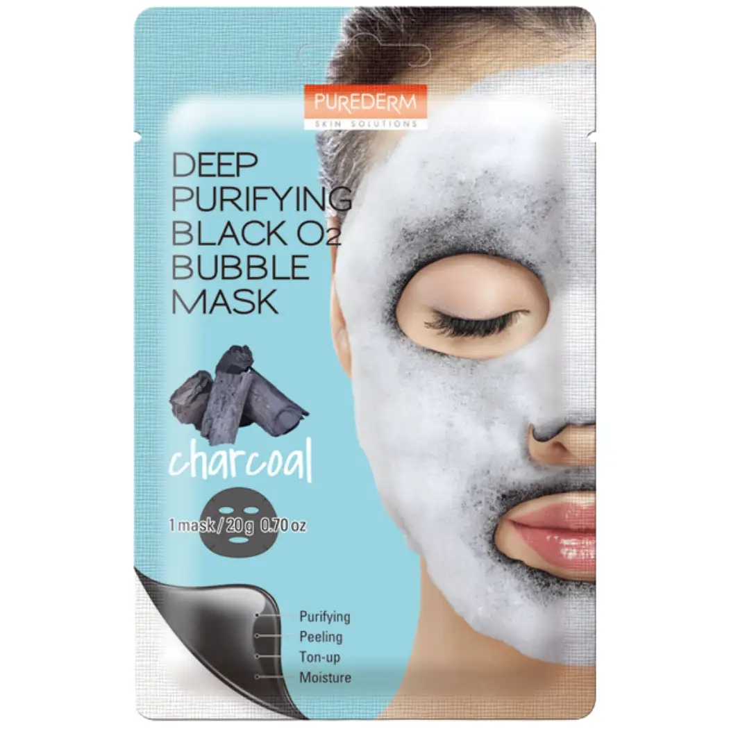 PUREDERM - Głęboko oczyszczająca maska w płachcie bąbelkująca z aktywnym węglem, 20g