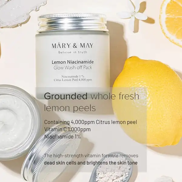 Mary&May Lemon Niacinamide Glow Wash off Pack 125 g - Redukująca przebarwienia maseczka do twarzy — 2