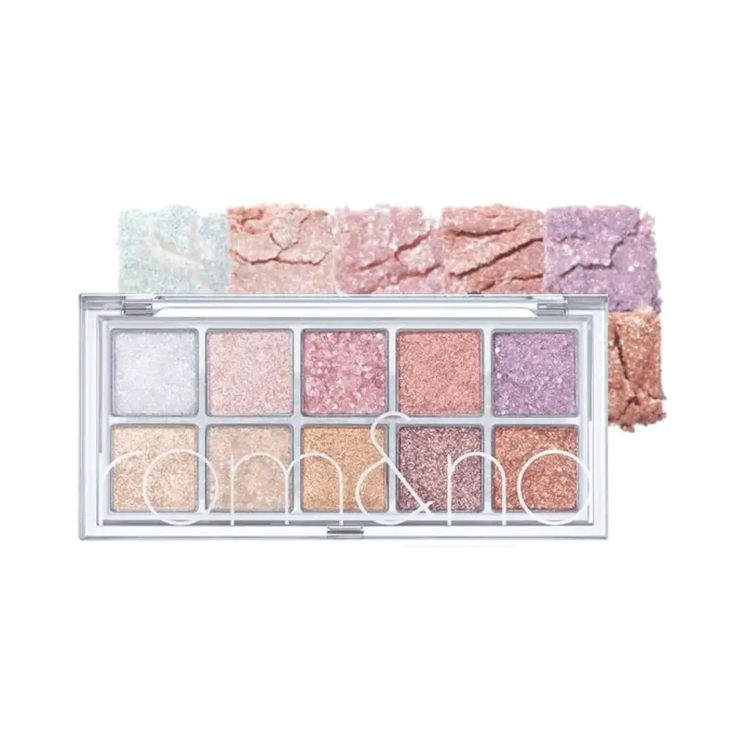 rom&nd Better Than Palette 00 Light & Glitter Garden 6 g - paleta 10 brokatowych pastelowych cieni do powiek