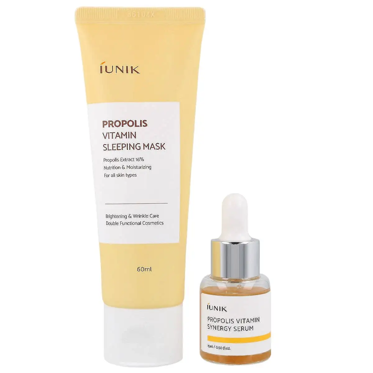 iUNIK SET Propolis Edition ( Propolis Sleeping Mask 60 ml + Propolis Serum 15 ml) - Zestaw propolisowy do pielęgnacji twarzy — 2