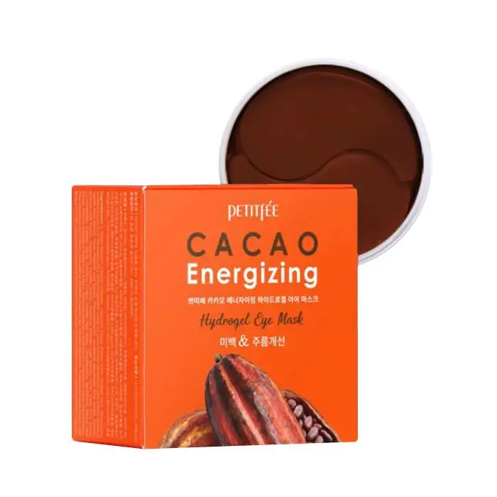 PETITFEE Cacao Energizing Hydrogel Eye Mask 84 g 60 szt. - Płatki hydrożelowe z ekstraktem z kakao o działaniu wygładzającym skórę wokół oczu