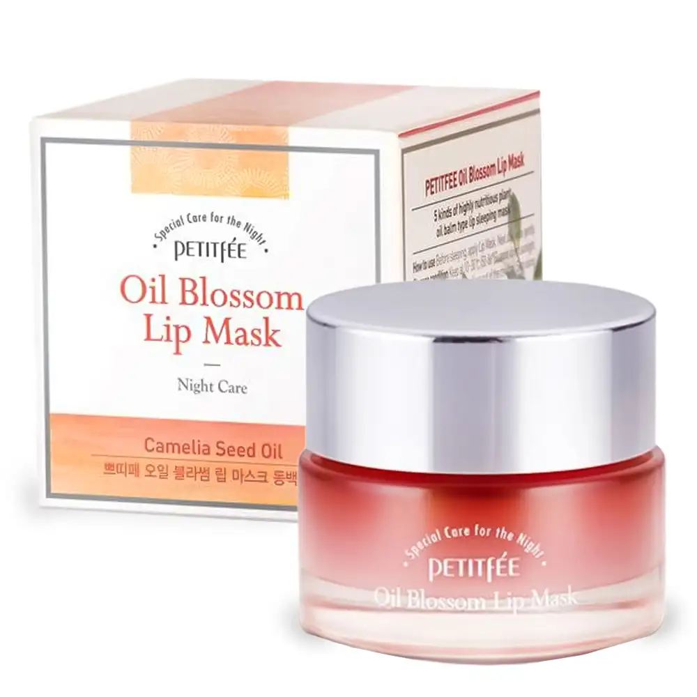 Petitfee Oil Blossom Lip Mask 15 g Camelia Seed Oil - Nawilżająca maseczka na noc z olejem Camellia