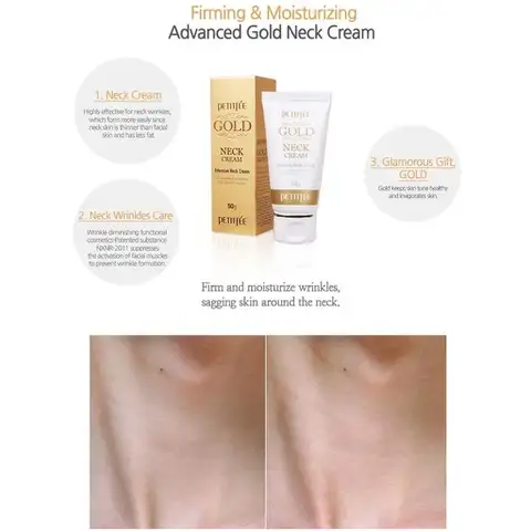 PETITFEE Gold neck cream 50 g - Krem do pielęgnacji skóry szyi — 3
