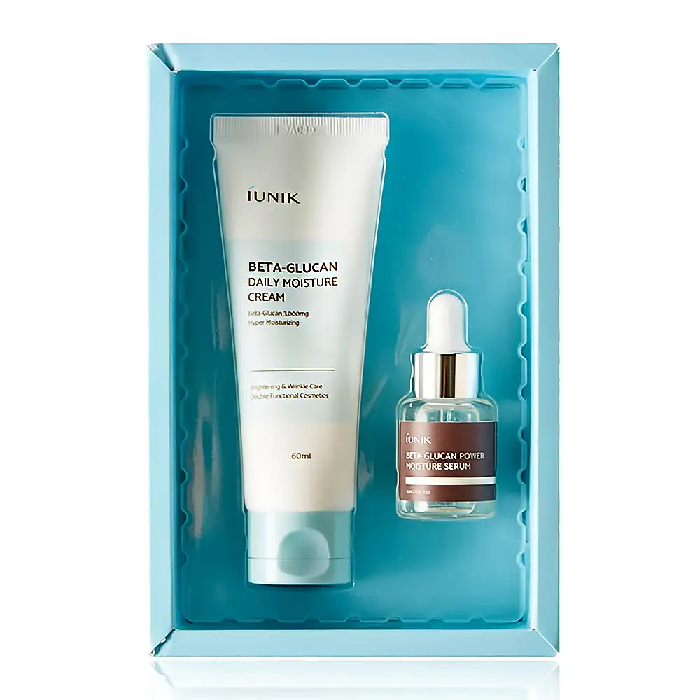 IUNIK SET Beta Glucan Edition (Cream 60 ml + Serum 15 ml) - Regenerująco-nawilżający zestaw do twarzy