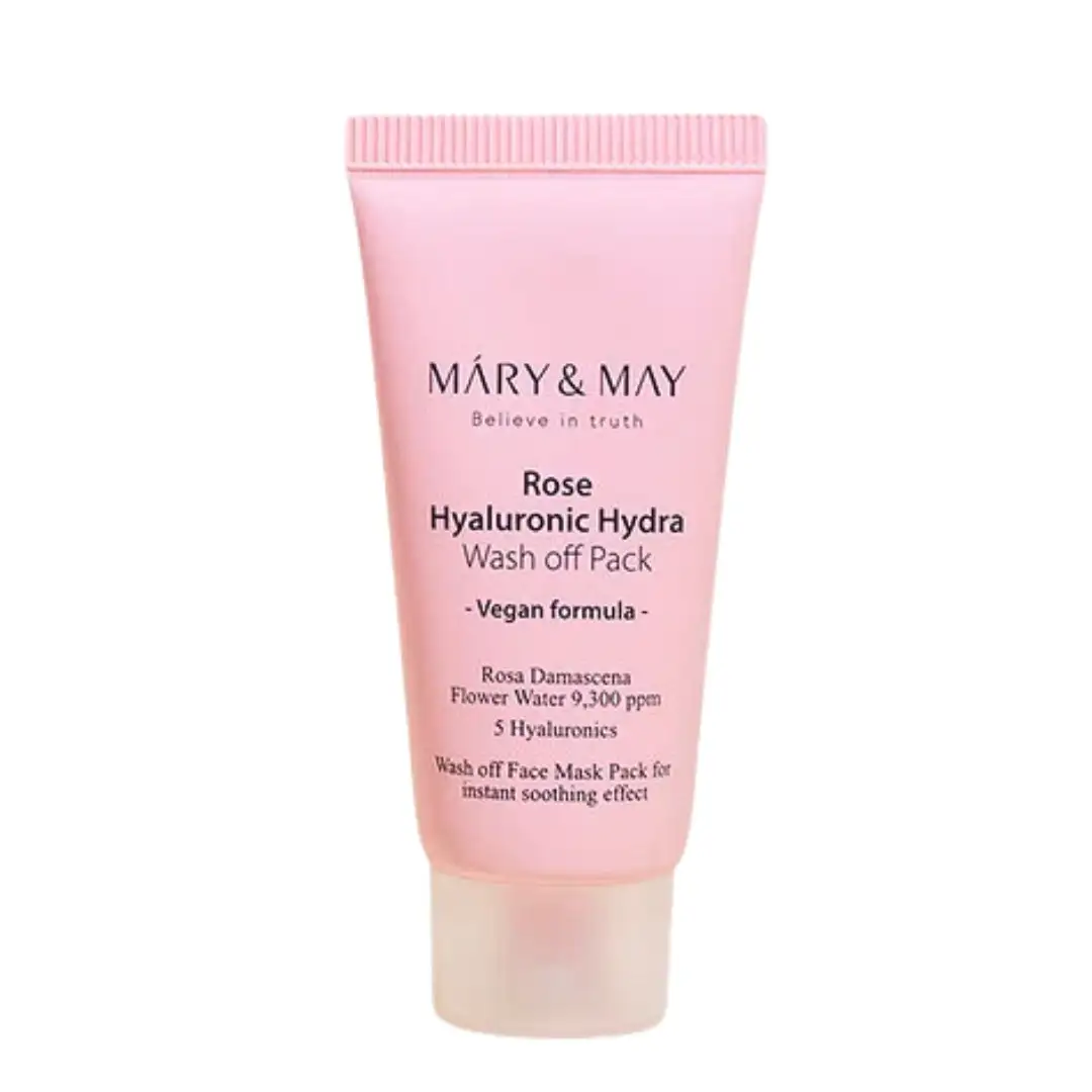 Mary&May Rose Hyaluronic Hydra Wash off Pack 30 g - Intensywnie nawilżająca i rozjaśniająca maseczka do twarzy