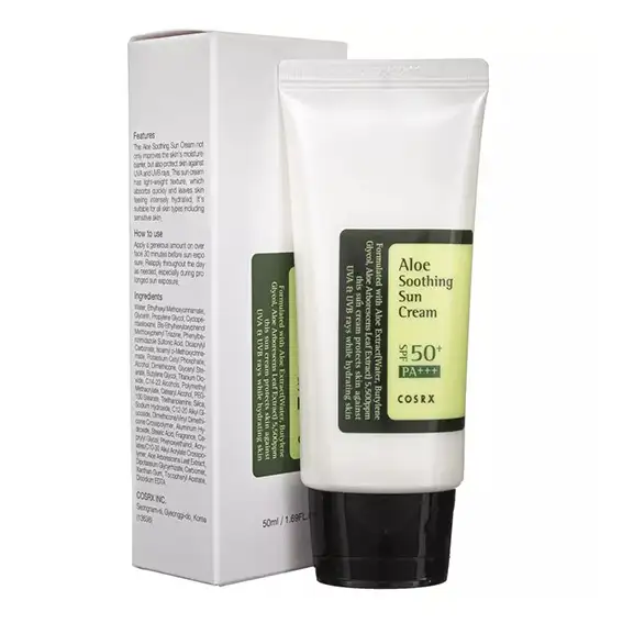 COSRX Aloe Soothing Sun Cream SPF50+ PA+++ 50 ml - Wielofunkcyjny krem ochronny w wysokim filtrem UV