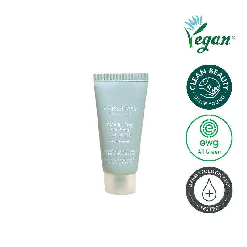 Mary&May CICA TeaTree Soothing Wash off Pack 30 g -Kojąco-wygładzająca maseczka w kremie — 3