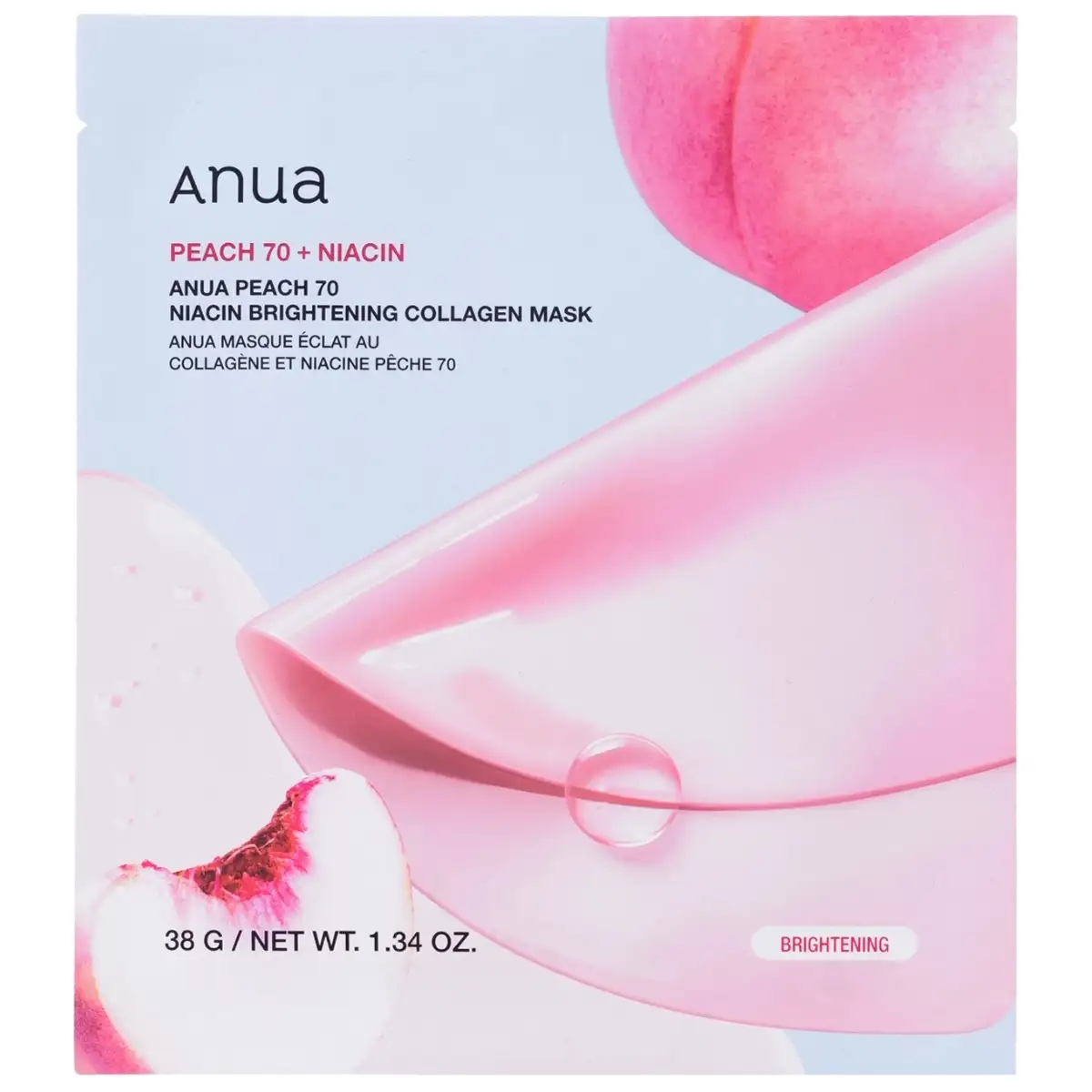 ANUA Peach 70 Niacin Brightening Collagen Mask 38 g - żelowa maska rozjaśniająca