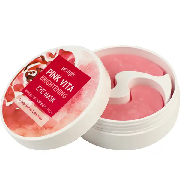 Petitfee Pink Vita Brightening EYE Mask 60 szt. - Wielofunkcyjne płatki rozjaśniające pod oczy