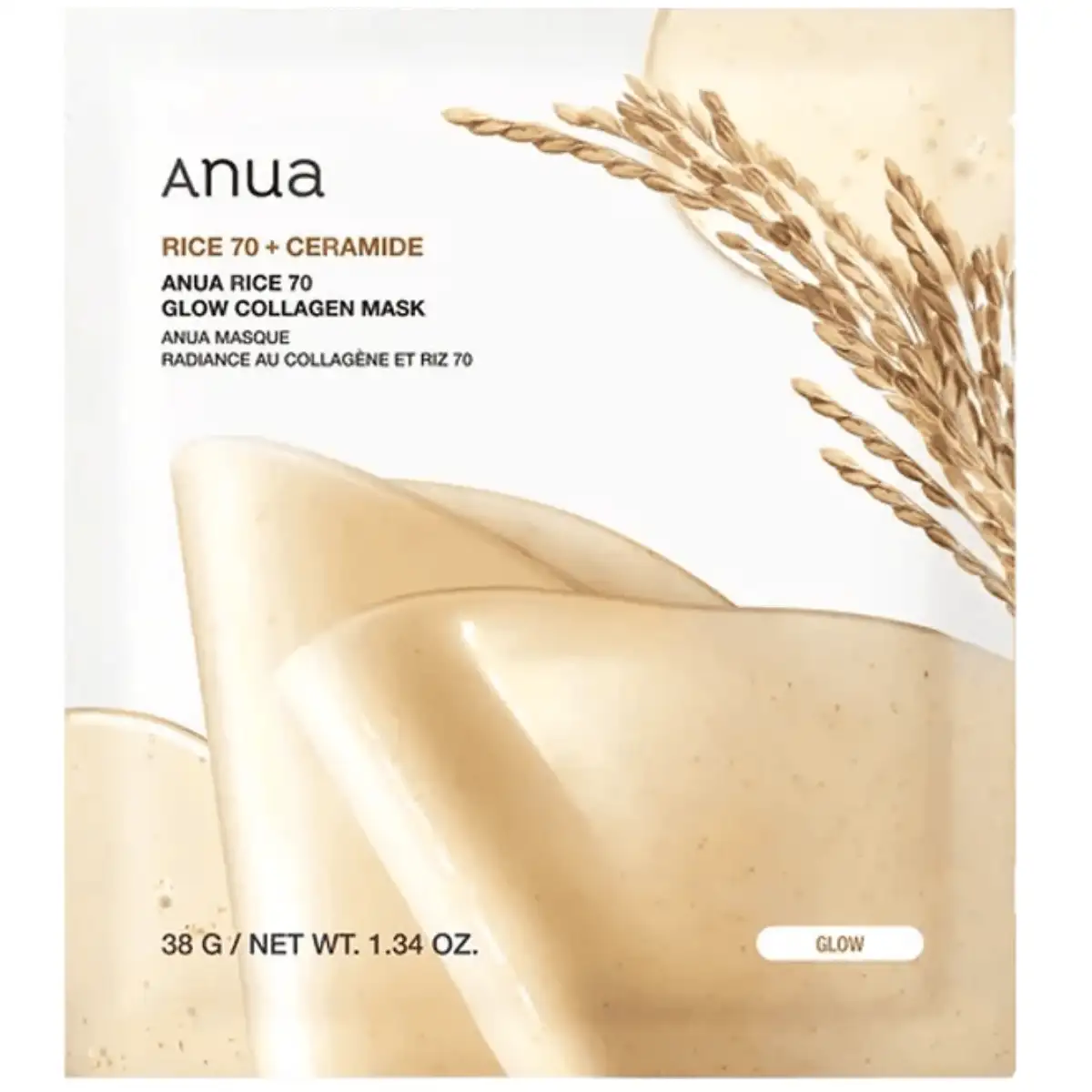 Anua Rice 70 Glow Collagen Mask 38 g - kolagenowa maska hydrożelowa do twarzy