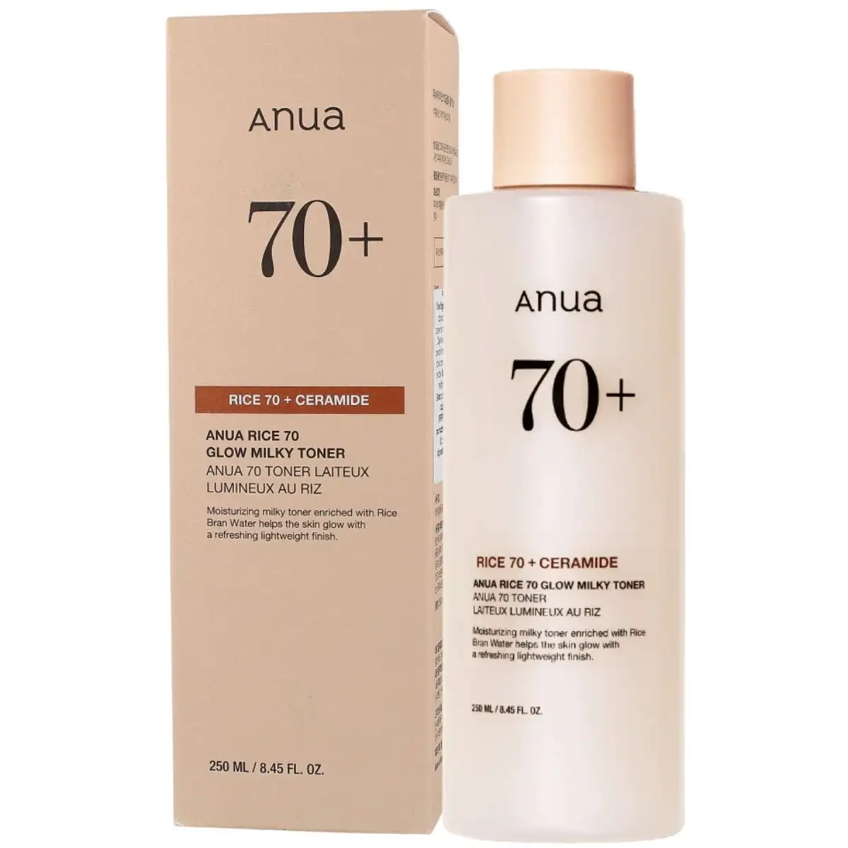 ANUA Rice 70 Glow Milky Toner, 250 ml - nawilżająco-rozświetlający tonik do twarzy