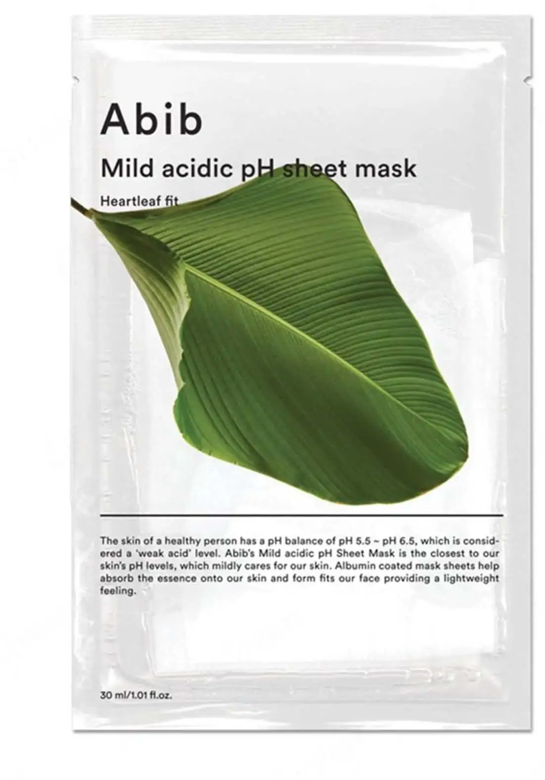ABIB Mild Acidic pH Sheet Mask Heartleaf Fit 30 ml - Maska w płachcie o łagodnym kwaśnym pH z ekstraktem z liści sercownika