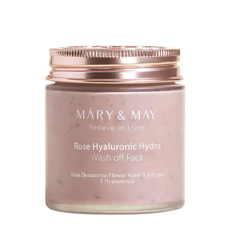 Mary&May Rose Hyaluronic Hydra Wash off Pack 125 g - Intensywnie nawilżająca i rozjaśniająca maseczka do twarzy