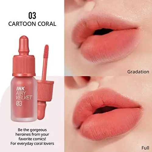 Peripera Ink Airy Velvet 003 Cartoon Coral 4 g - Długotrwała pomadka w płynie — 2