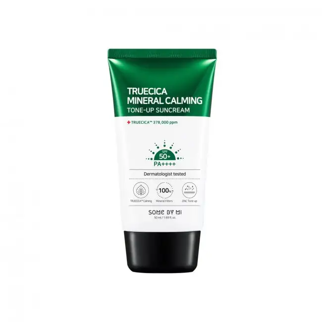 SOME BY MI Truecica Mineral Calming Tone-Up Suncream SPF 50 PA++++ 50 ml - Krem przeciwsłoneczny tone-up