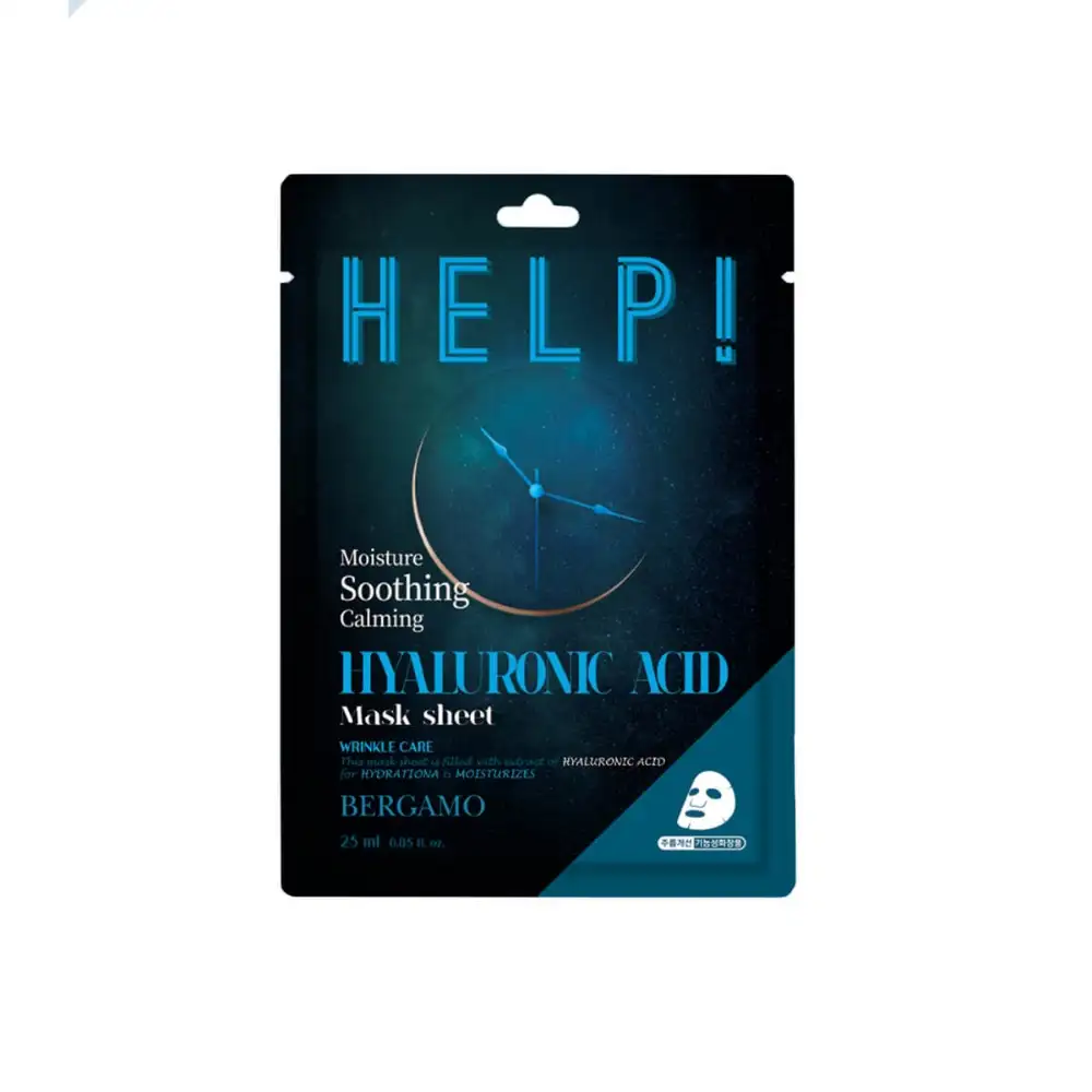 BERGAMO HELP! HYALURONIC ACID MASK SHEET 25 ml - Nawilżająca maska w płachcie z kwasem hialuronowym BERGAMO HELP!