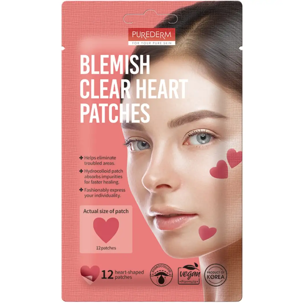 PUREDERM - Blemish Clear - Plastry na wypryski w kształcie serca, 12 szt.