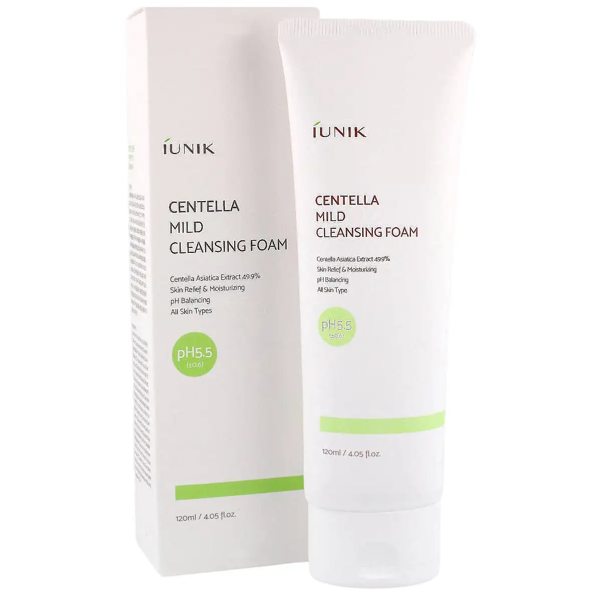 iUNIK Centella Mild Cleansing Foam, 120 ml - Pianka do oczyszczania twarzy z wąkrotą azjatycką